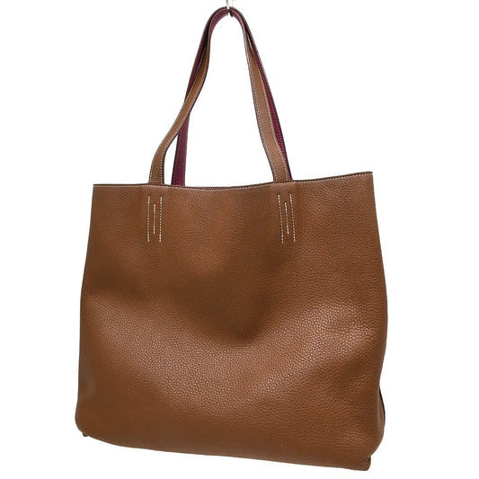 Hermes Double Sens Tote Clemence, Brown, Leather, Tote Bag