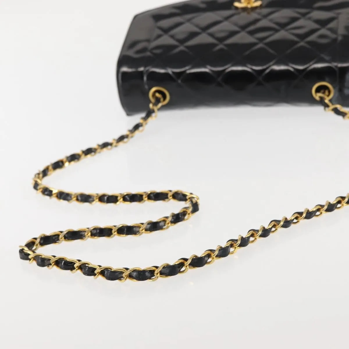 Chanel Vintage Diana Flap Quilted Patent, Black, Patent Leather, Shoulder Bag