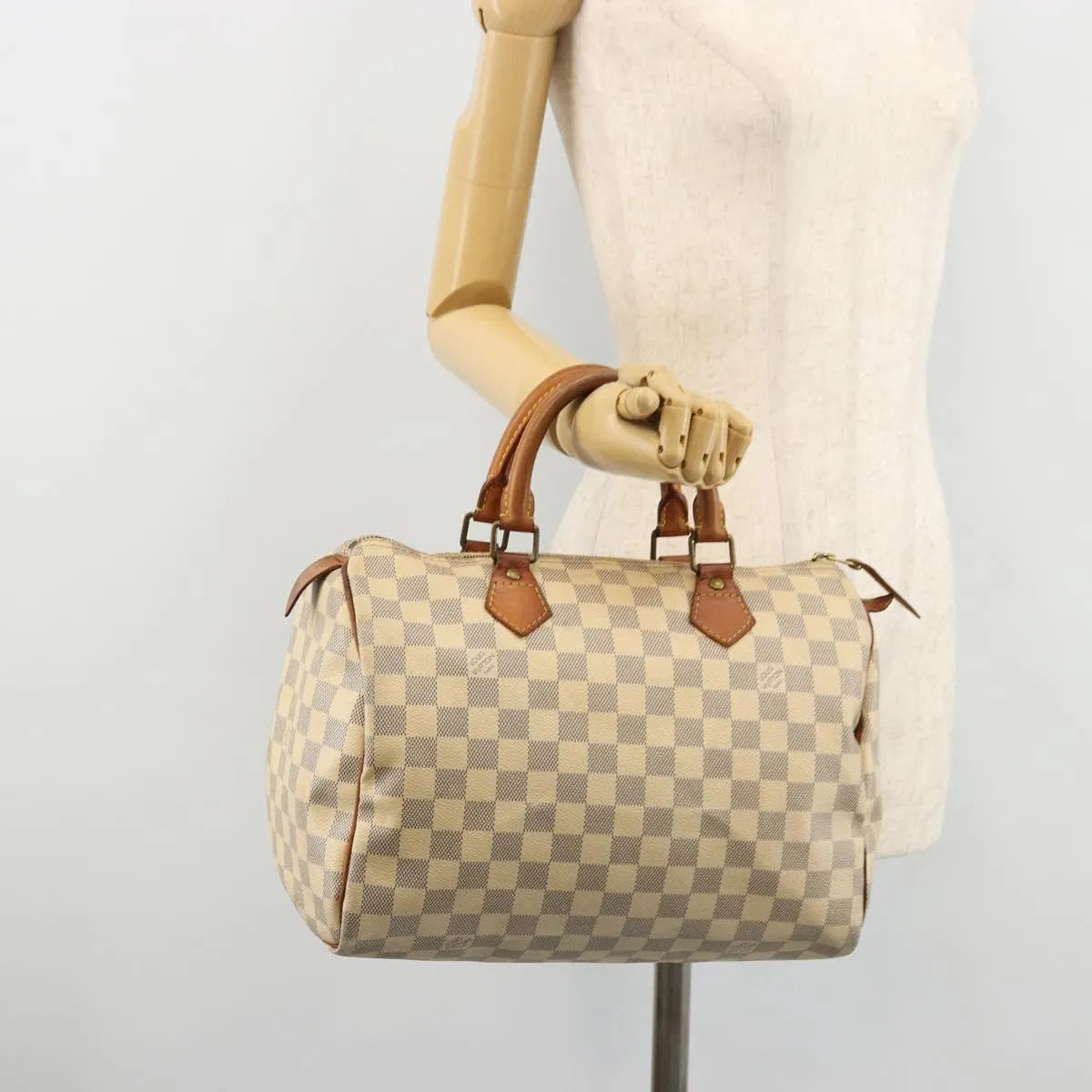 Louis Vuitton Speedy Damier, White, Canvas, Handbag