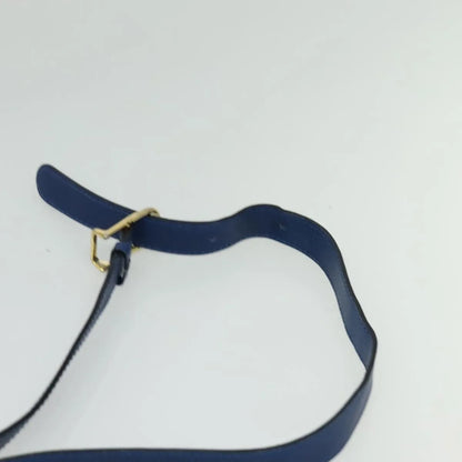 Celine Vintage Circle Logo Leather, Blue, Leather, Shoulder Bag