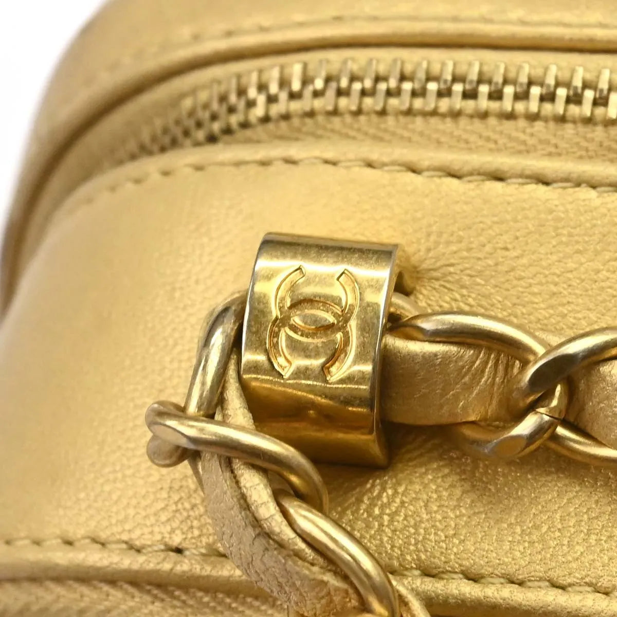 Chanel Coco Boy Camera Quilted Leather, Gold, Leather, Shoulder Bag