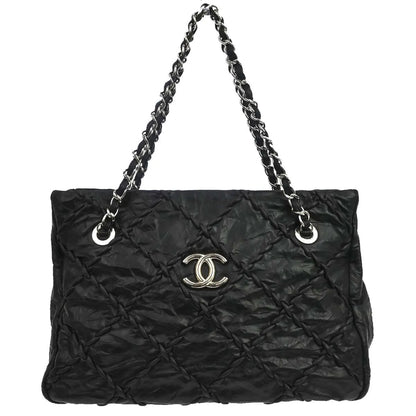 Chanel Ultra Stitch Chain Tote Quilted Calfskin, Black, Leather, Tote Bag