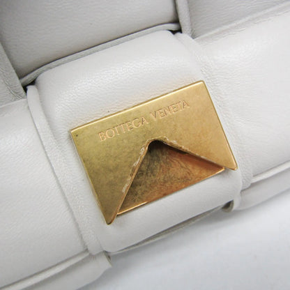Bottega Veneta Cassette Chain Padded Maxi Intrecciato Leather, White, Leather, Shoulder Bag