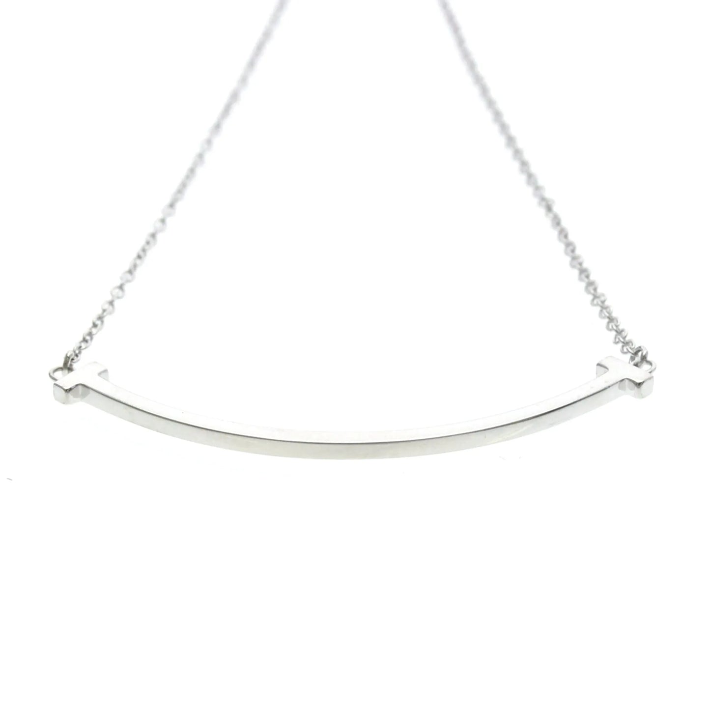 Tiffany & Co. T Smile Pendant 18K White Gold, Silver, White Gold, Necklace