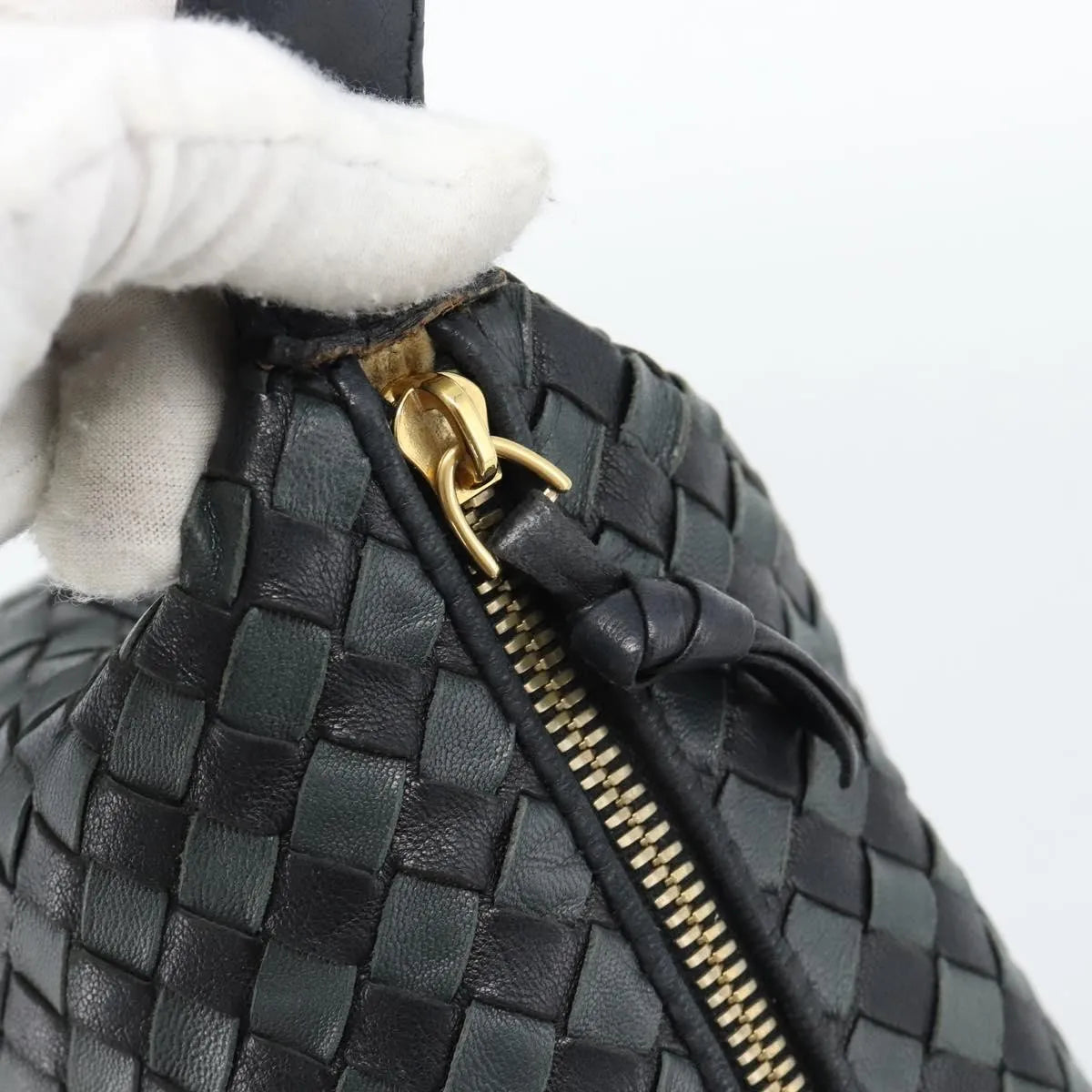 Bottega Veneta Handle Pouch Intrecciato Nappa, Black, Leather, Clutch