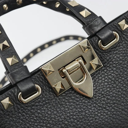 Valentino Garavani Rockstud Leather, Black, Leather, Handbag