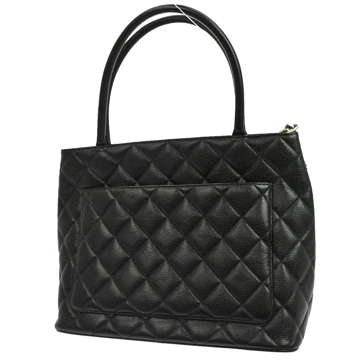 Chanel Medallion Tote Quilted Caviar, Black, Leather, Tote Bag