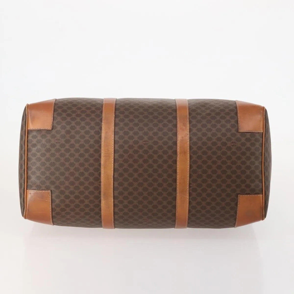 Celine Vintage Macadam Boston Canvas and Leather, Brown, PVC, Handbag