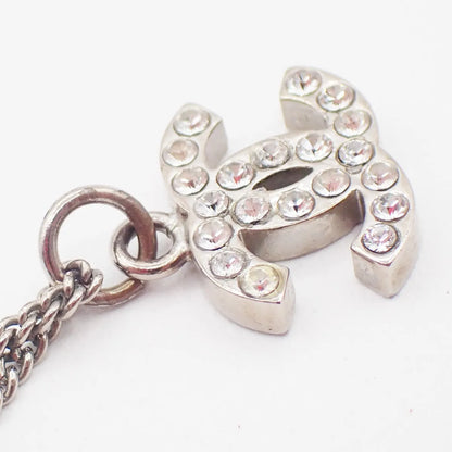 Chanel Vintage CC Logo Chain Charm Pendant silver plated, Silver, Silver Plated, Necklace