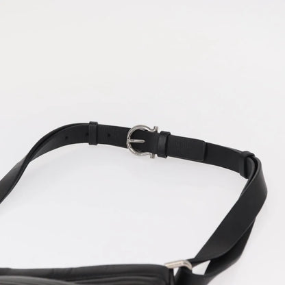 Salvatore Ferragamo Gancini Leather, Black, Leather, Shoulder Bag