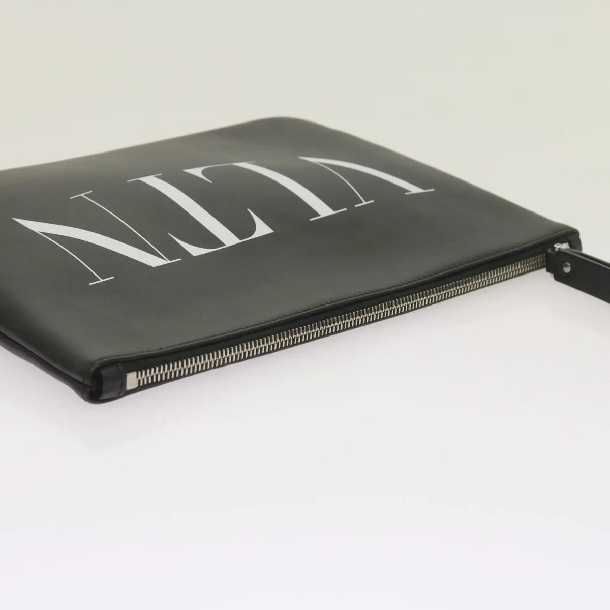 Valentino Garavani VLTN Wristlet Clutch Printed Leather, Black, Leather, Clutch
