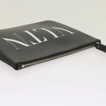 Valentino Garavani VLTN Wristlet Clutch Printed Leather, Black, Leather, Clutch