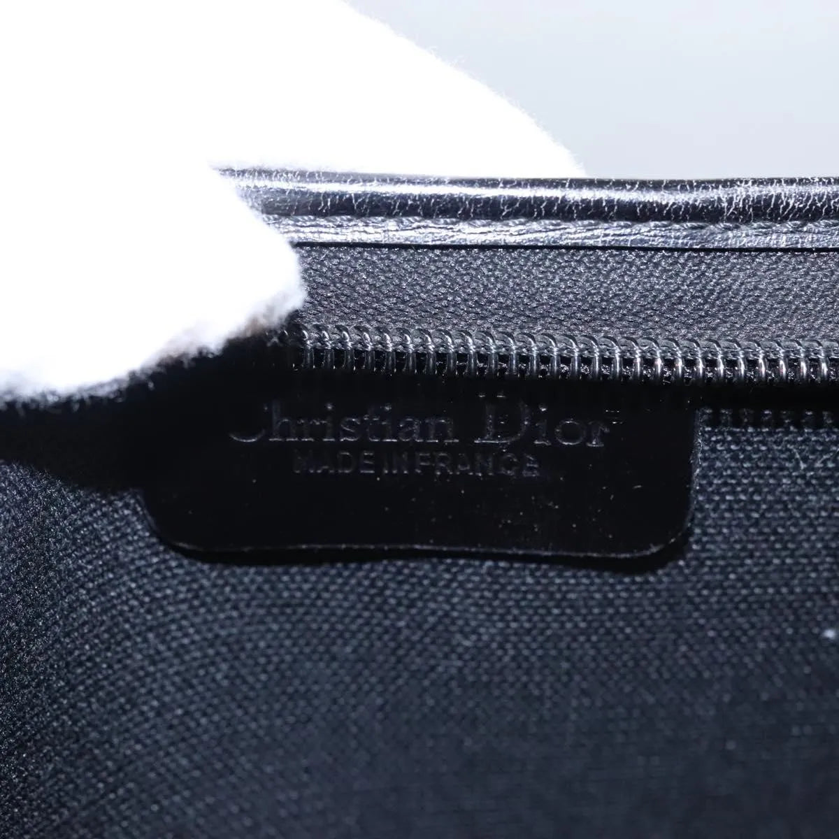 Christian Dior Vintage Honeycomb Zip Coated Canvas, Black, Canvas, Clutch