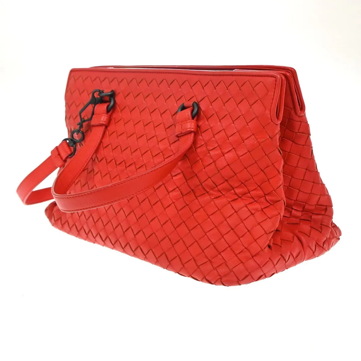 Bottega Veneta 2-Pocket Convertible Tote Intrecciato Nappa, Red, Leather, Tote Bag
