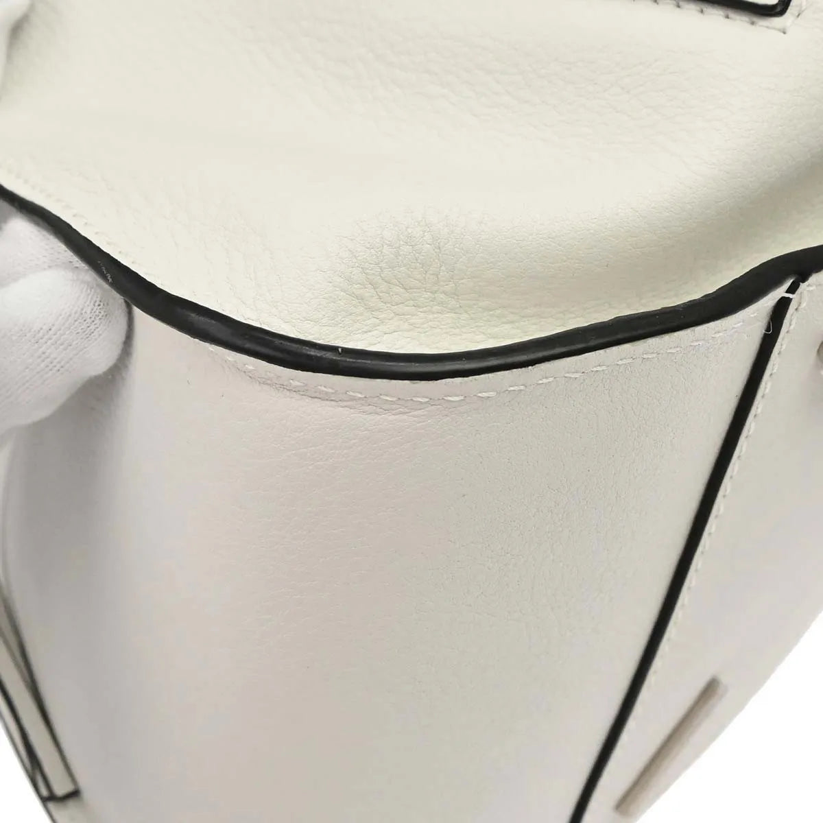Loewe Hammock Leather, White, Leather, Handbag