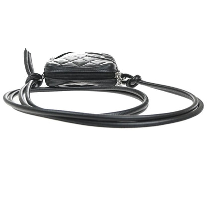 Chanel Cambon Pochette Quilted Leather, Black, Leather, Shoulder Bag