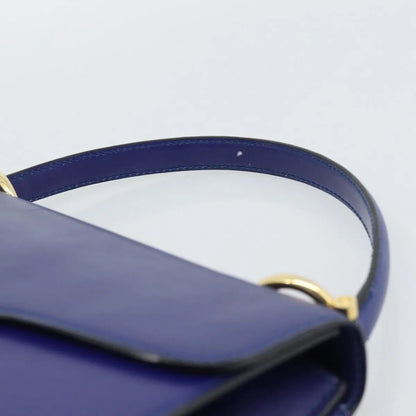 Celine Vintage Carriage Top Handle Leather, Blue, Leather, Handbag