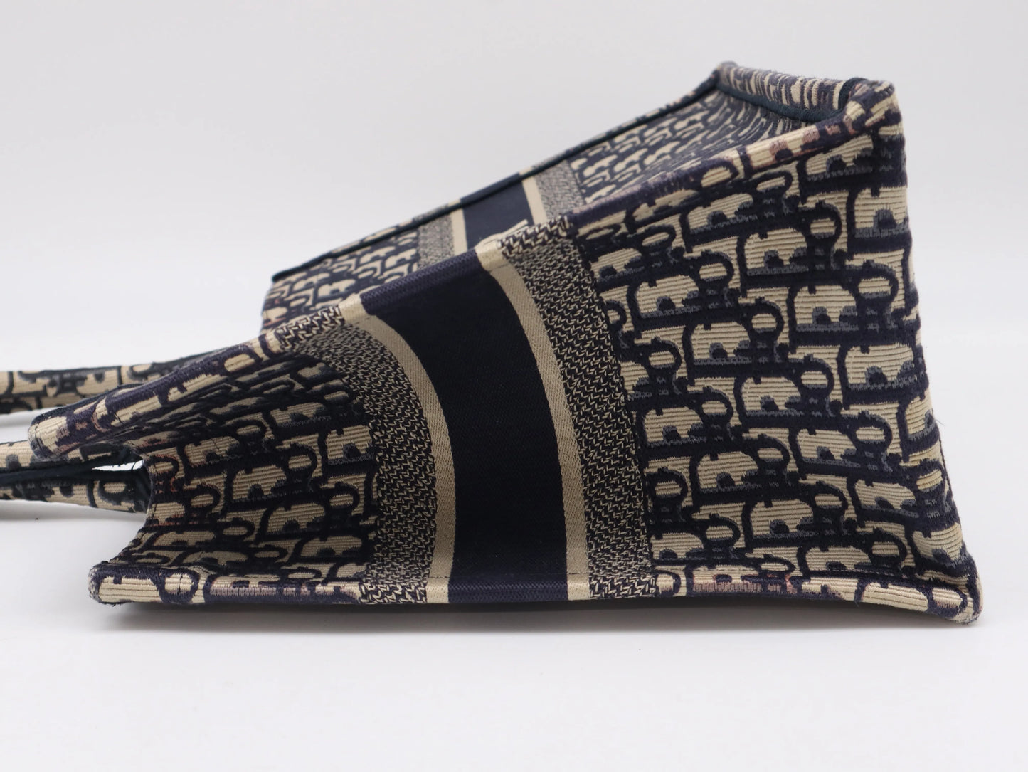 Christian Dior Book Tote Embroidered Canvas, Navy, Canvas, Tote Bag