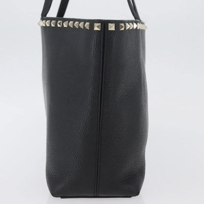 Valentino Garavani Rockstud Shopping Tote Leather, Black, Leather, Tote Bag