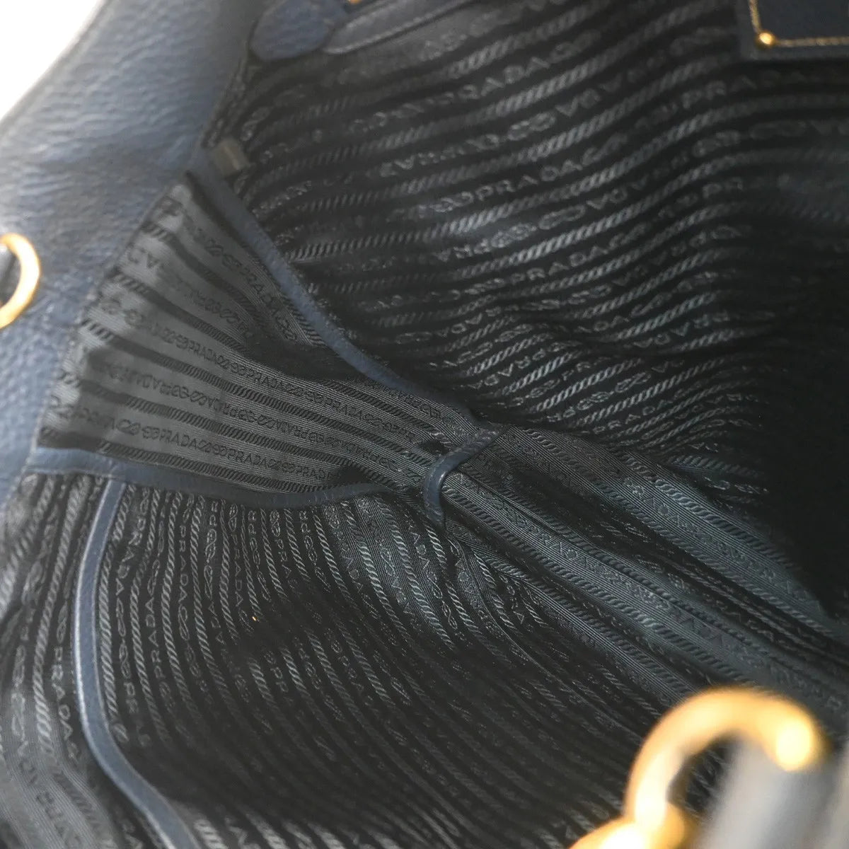 Prada Shopping Tote Vitello Daino, Navy, Leather, Tote Bag