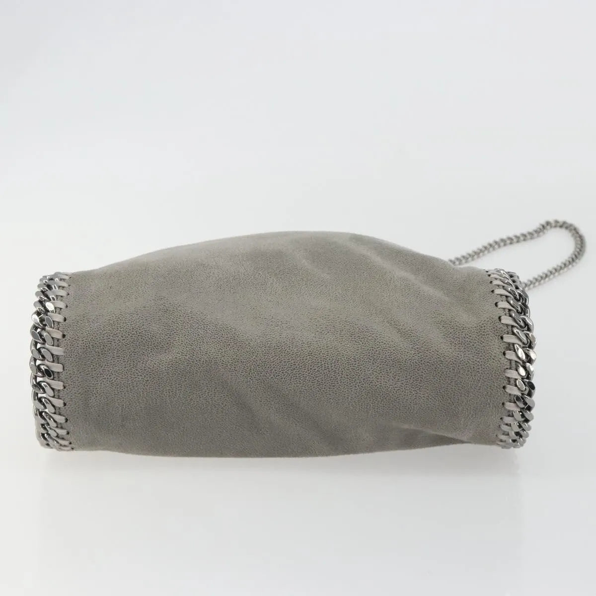 Stella McCartney Falabella Fold Over Faux Leather, Gray, Polyester, Shoulder Bag