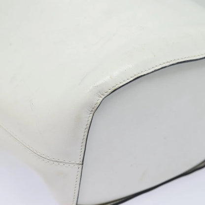 Celine Vintage Circle Logo Leather, White, Leather, Shoulder Bag