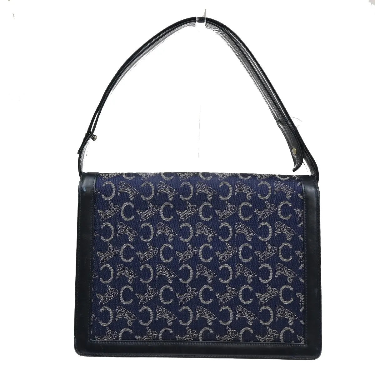 Celine Horse Carriage Canvas and Leather, Navy, Canvas, Shoulder Bag