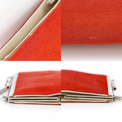 Bvlgari Chain Leather, Red, Leather, Shoulder Bag