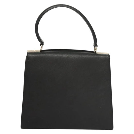 Salvatore Ferragamo Double Gancini Top Handle Saffiano Leather, Black, Leather, Handbag