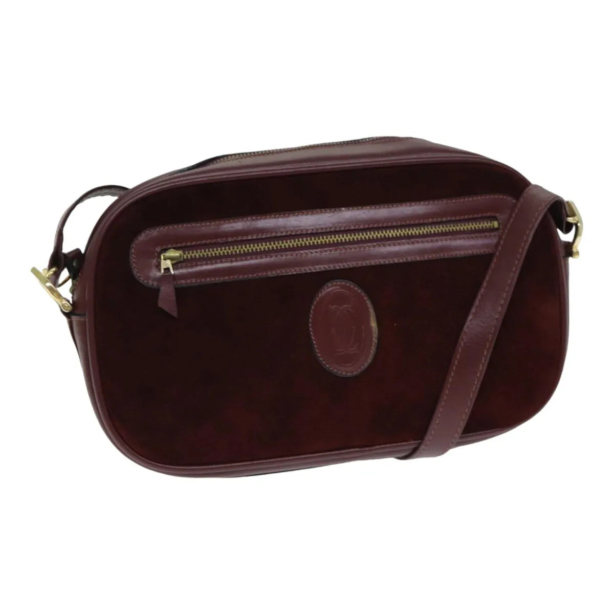 cartier Vintage must de Cartier Suede, Burgundy, Suede, Shoulder Bag
