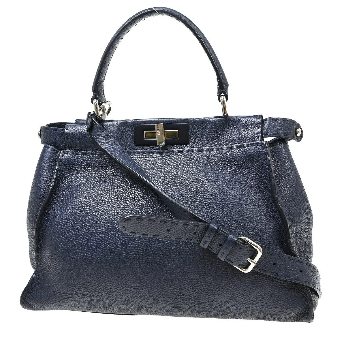 Fendi Peekaboo Soft Leather, Navy, Leather, Handbag