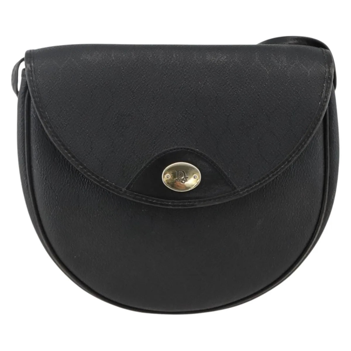 Christian Dior Vintage Honeycomb Flap Coated Canvas, Black, Canvas, Shoulder Bag