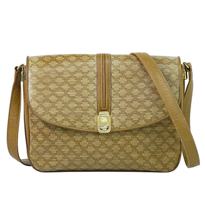 Celine Vintage Macadam Canvas and Leather, Beige, Canvas, Shoulder Bag