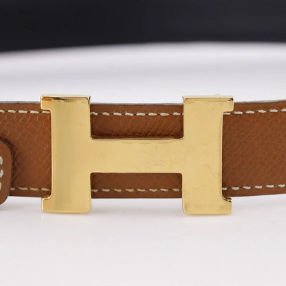 Hermes Constance Reversible Belt Leather, Brown, Leather, Belt