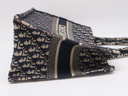 Christian Dior Book Tote Embroidered Canvas, Navy, Canvas, Tote Bag