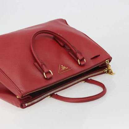 Prada Double Zip Lux Tote Saffiano Leather, Red, Leather, Handbag