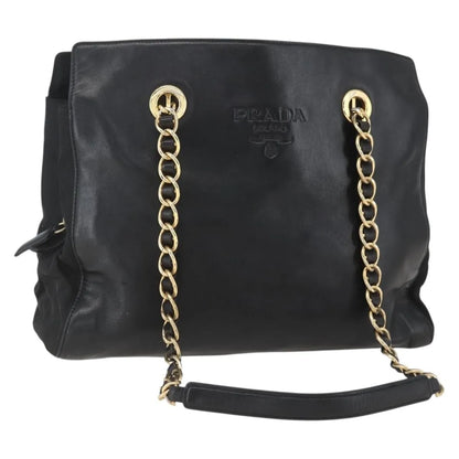 Prada Shoulder Leather, Black, Leather, Shoulder Bag