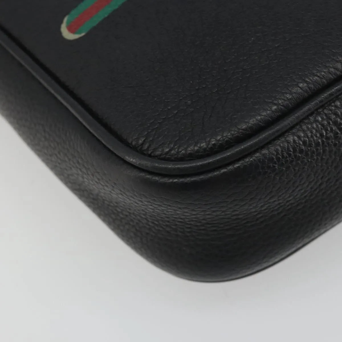 Gucci Logo Zip Messenger Printed Leather, Black, Leather, Clutch