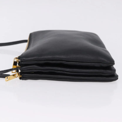 Celine Trio Leather, Black, Leather, Shoulder Bag