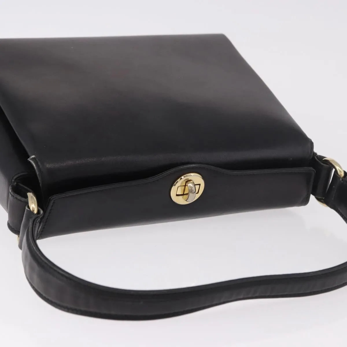 Gucci Vintage Convertible Bamboo Box Leather, Black, Leather, Handbag