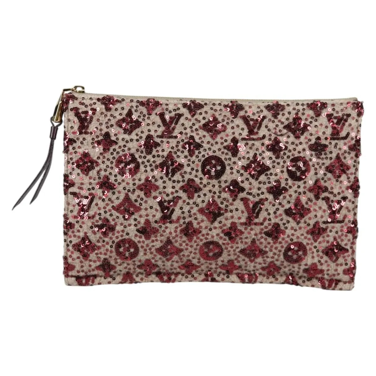 Louis Vuitton Pochette Felt and Sequin, Burgundy, Canvas, Clutch