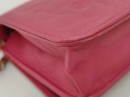 Chanel Sweet Camellia Wallet on Chain Quilted Lambskin, Pink, Leather, Shoulder Bag