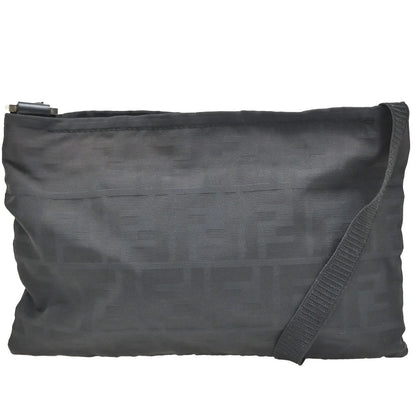 Fendi Logo Zucca Zucca, Black, Canvas, Shoulder Bag
