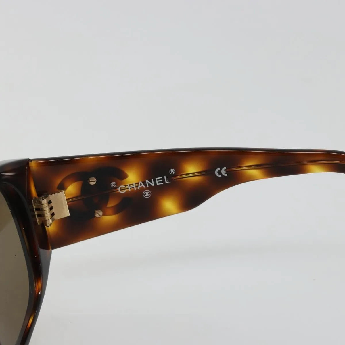 Chanel Coco mark barette Gold plated, Brown, Plastic, Sunglasses