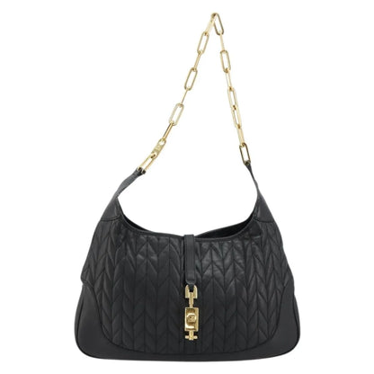 Gucci Vintage Jackie Shoulder Canvas and Leather, Black, Leather, Handbag