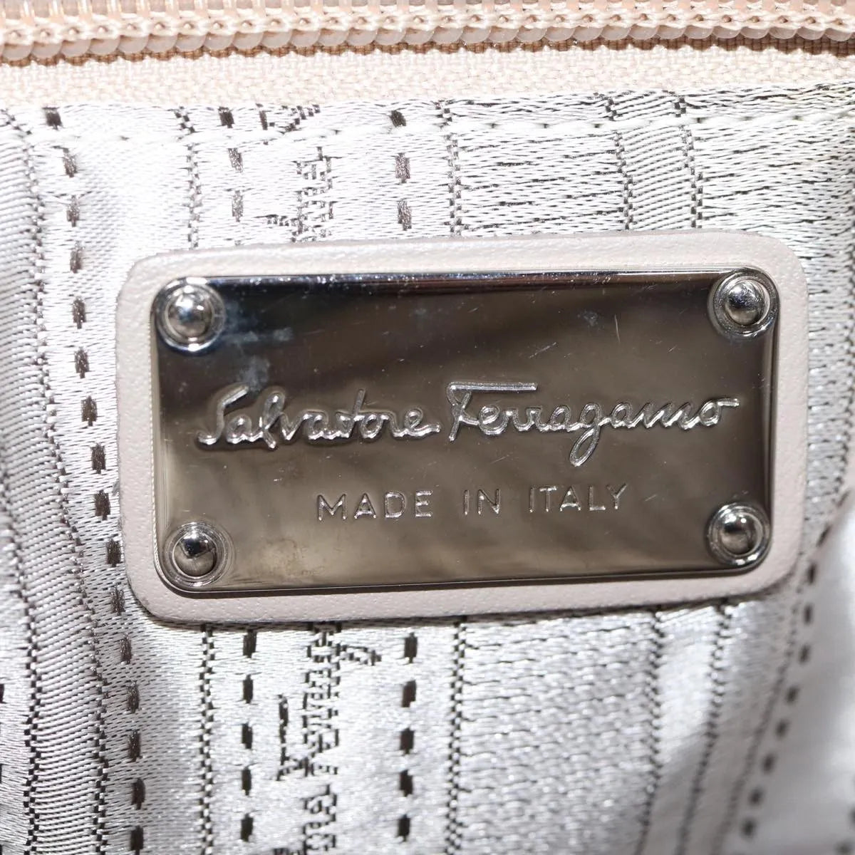 Salvatore Ferragamo Vala Patent leather, Beige, Patent Leather, Handbag
