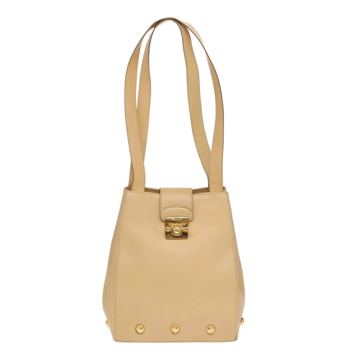 Salvatore Ferragamo Vintage Leather, Beige, Leather, Shoulder Bag
