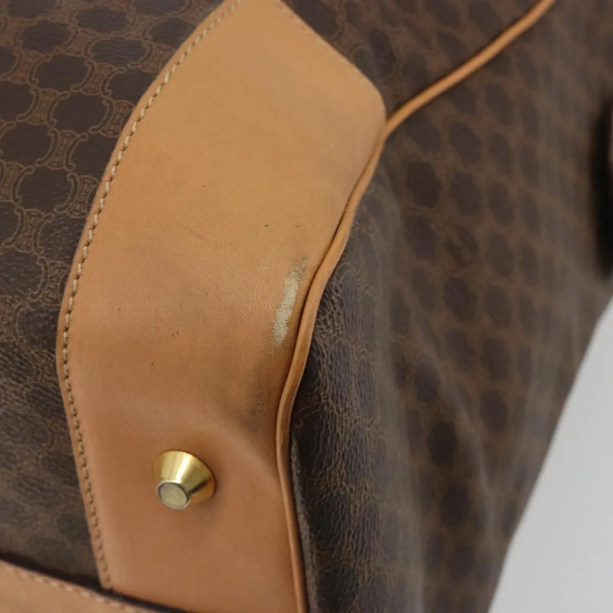 Celine boston Macadam Canvas, Brown, PVC, Travel Bag