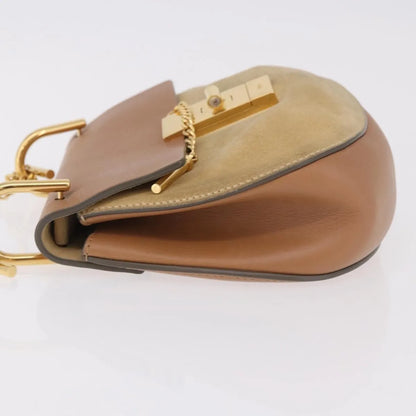 Chloe Drew Shoulder Leather, Beige, Suede, Handbag