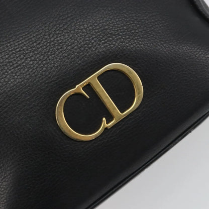 Christian Dior Vintage CD Logo Tote Leather, Black, Leather, Handbag